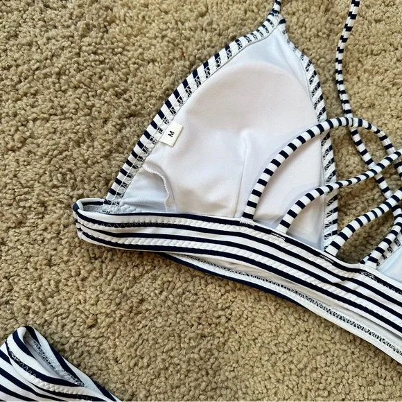 CUPSHE Navy & White Stripped Triangle Top Bikini - Picture 7 of 8